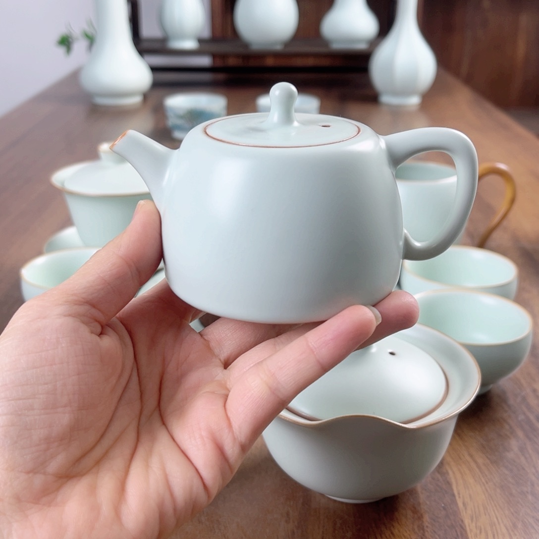 杯子标*仙南汝窑复古粉青高石瓢孤品