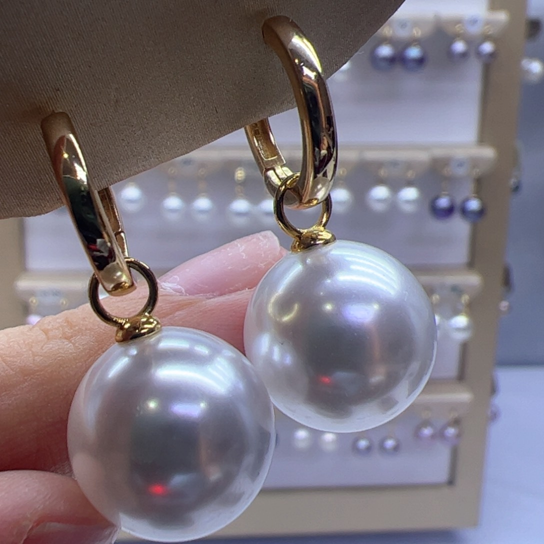 淡水珍珠耳饰银S925镶嵌