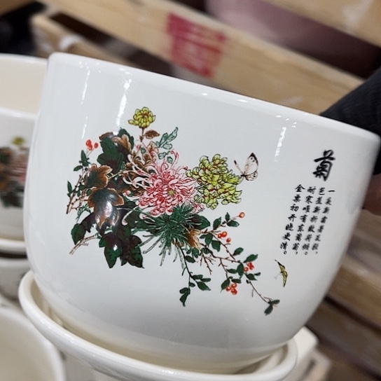多肉绿植陶瓷花盆9.9包邮，有孔，随机