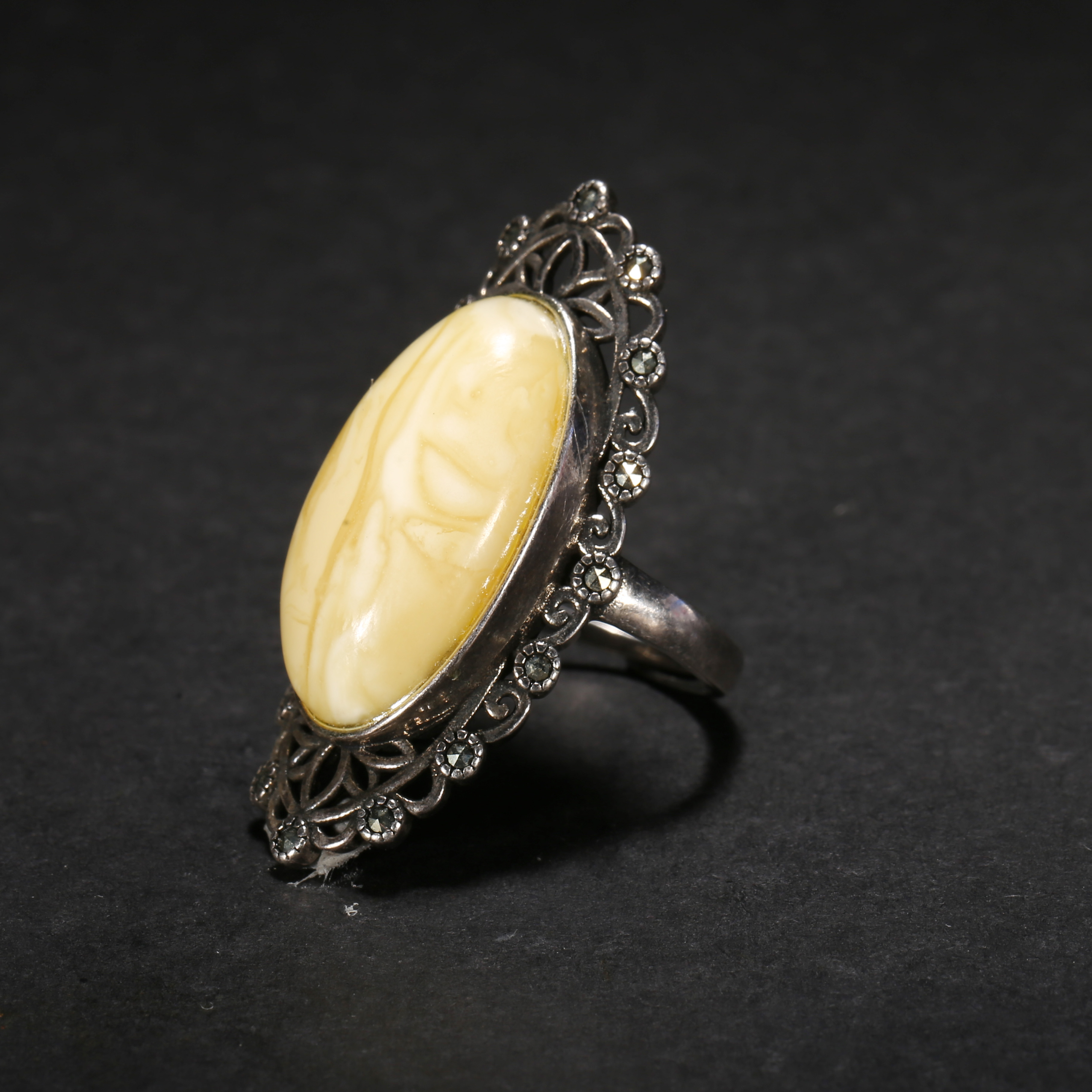 民国*蜜蜡戒面戒指/13XQ3420/蜜蜡【北京文博】