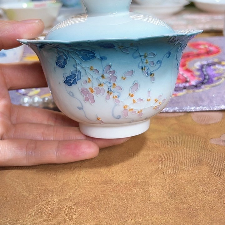 【闪购商品】幽蓝藤雾盖碗哈哈哈哈