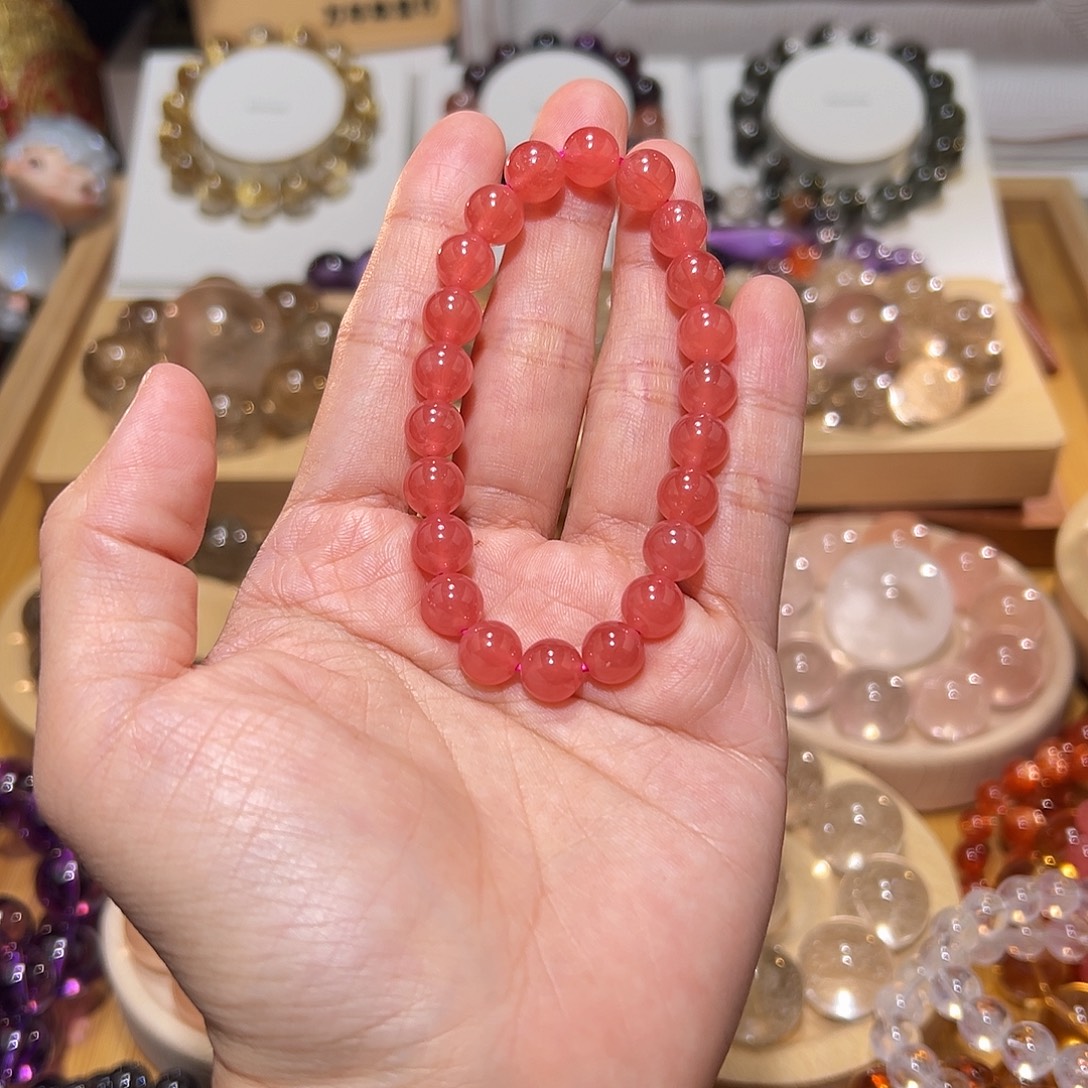 小****菱锰矿（红纹石）未镶嵌手绳手串