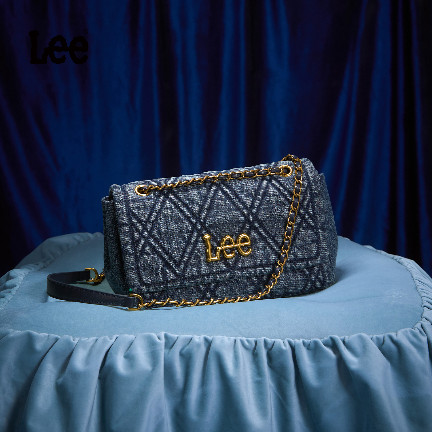 Lee【水洗绗缝系列】25款格纹单肩包英伦风格子翻盖斜挎包小方包