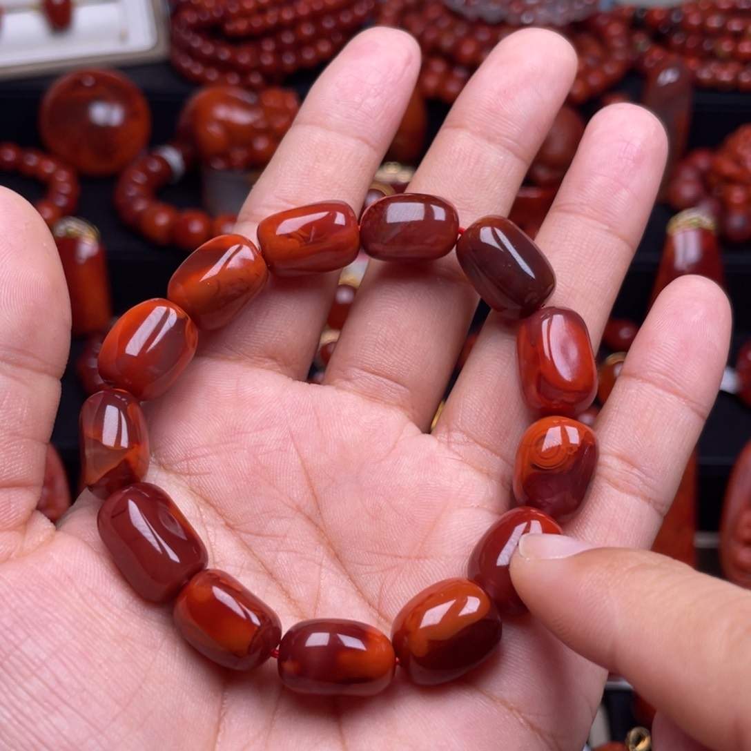 南红玛瑙珠宝奇石未镶嵌九**.单圈