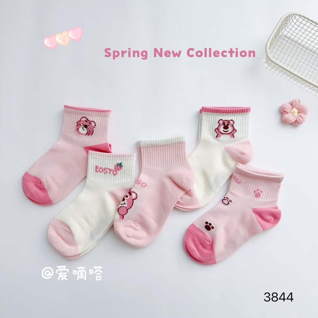 爱嘀嗒3844女童春夏季薄款短袜棉童透气吸汗卡通儿童袜子
