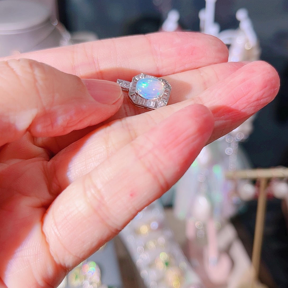 欧泊项链银S925镶嵌项链