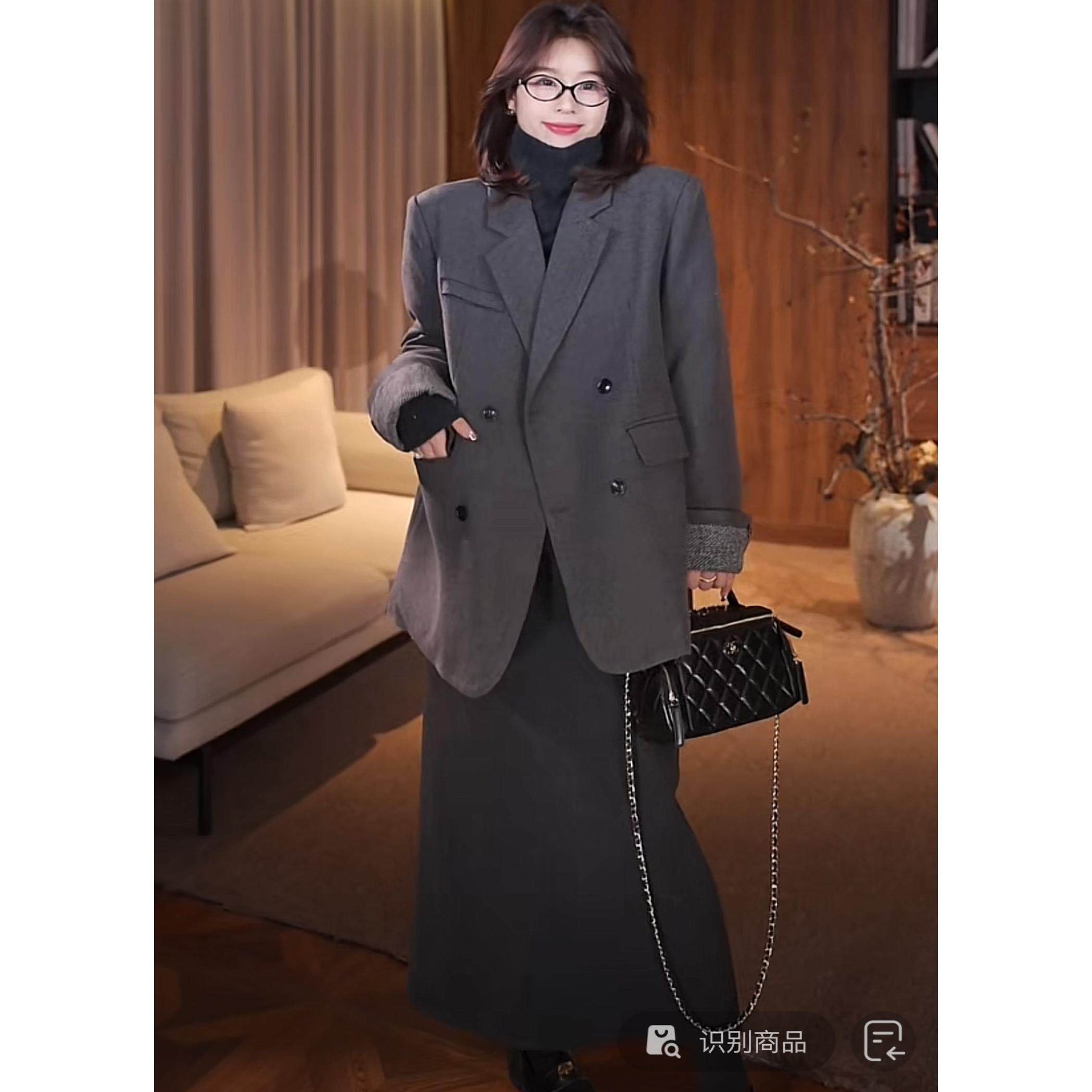 广州琴姐【纽约街角】气质羽绒西装外套冬装双排扣高级感外套987