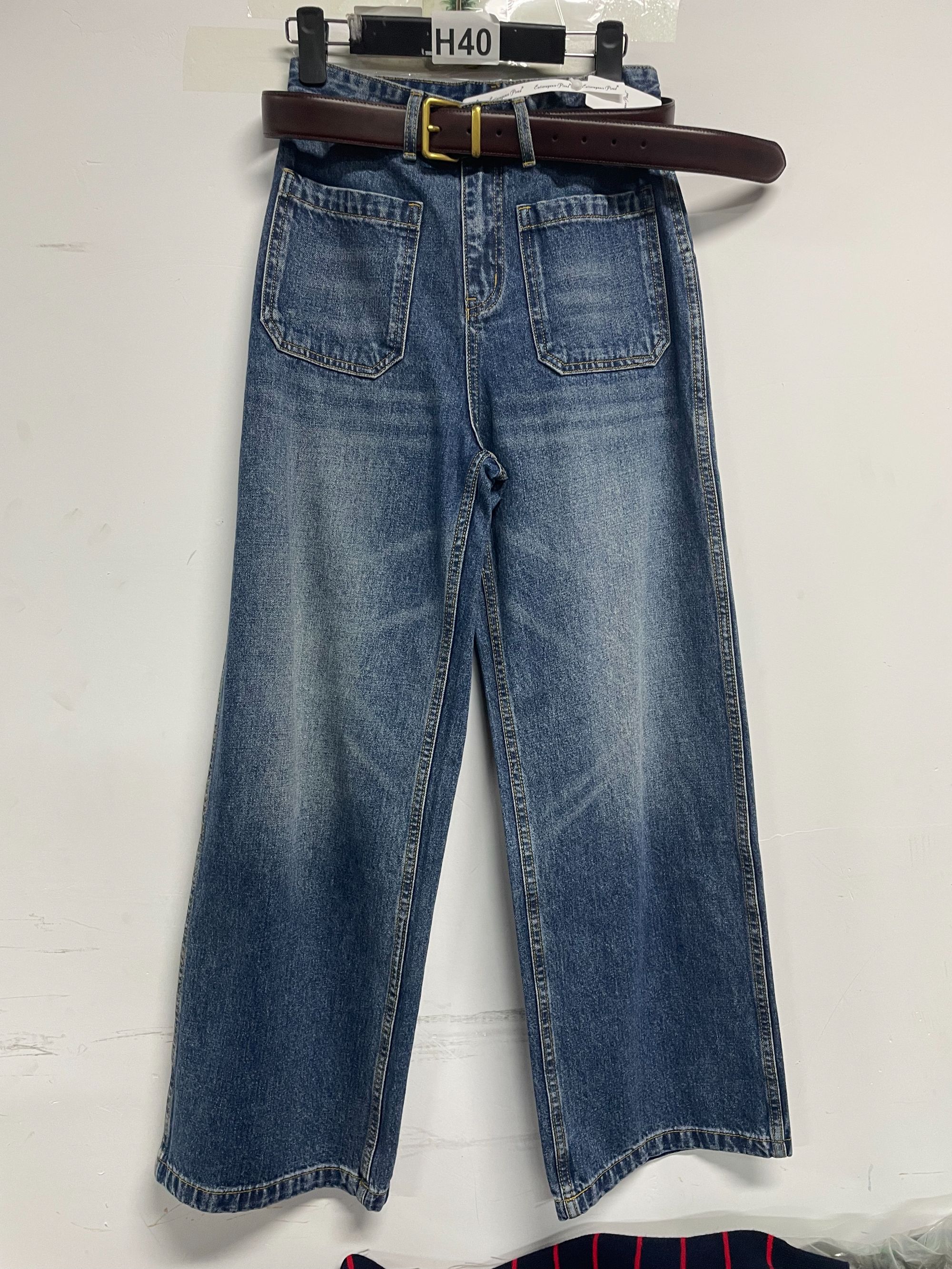 ( H40 ) GD LAOLENTOE 简约通勤双口袋牛仔裤