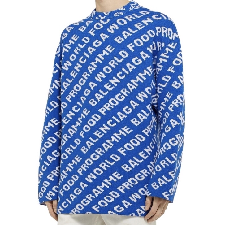 99新 Balenciaga/巴黎世家 010973 logo满印长袖毛衣 XS码