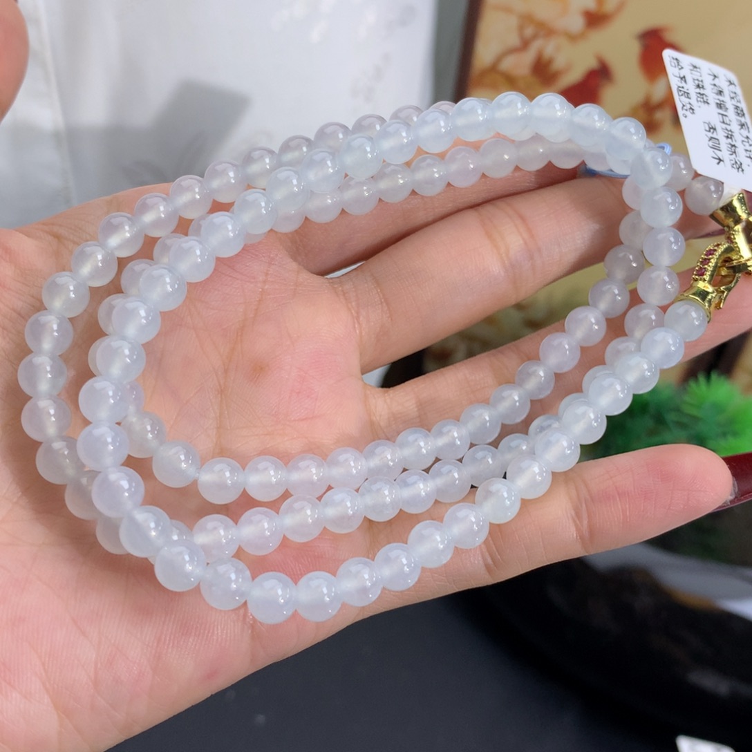 翡翠未镶嵌手串卡6冰胶白冰项链