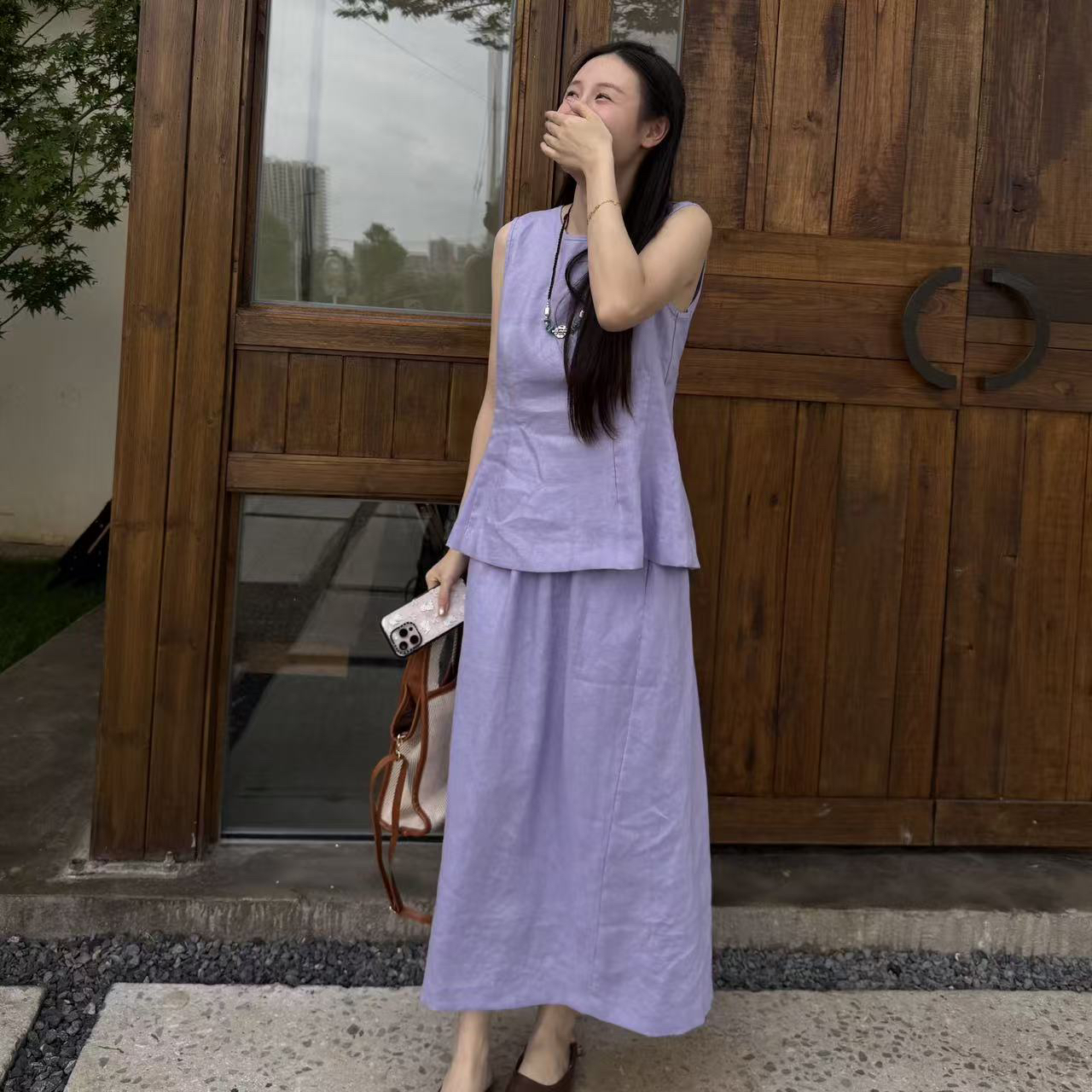 宸渡新款《优雅亚麻套装》 