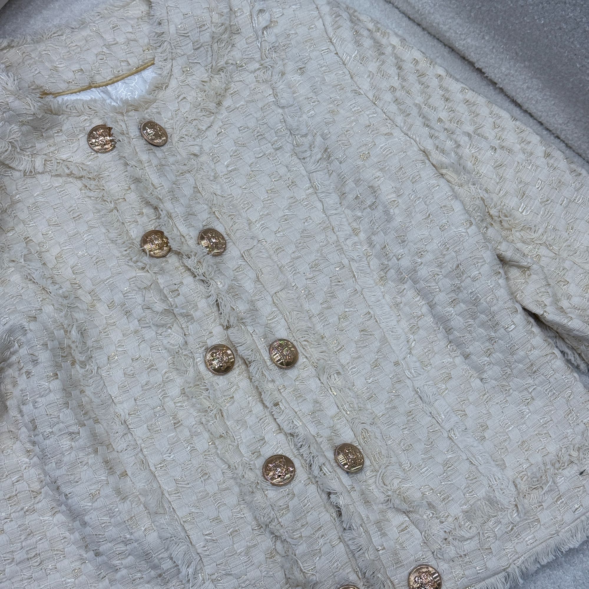 DIER【白梦女神】白色金扣圆领针织外套WT15074