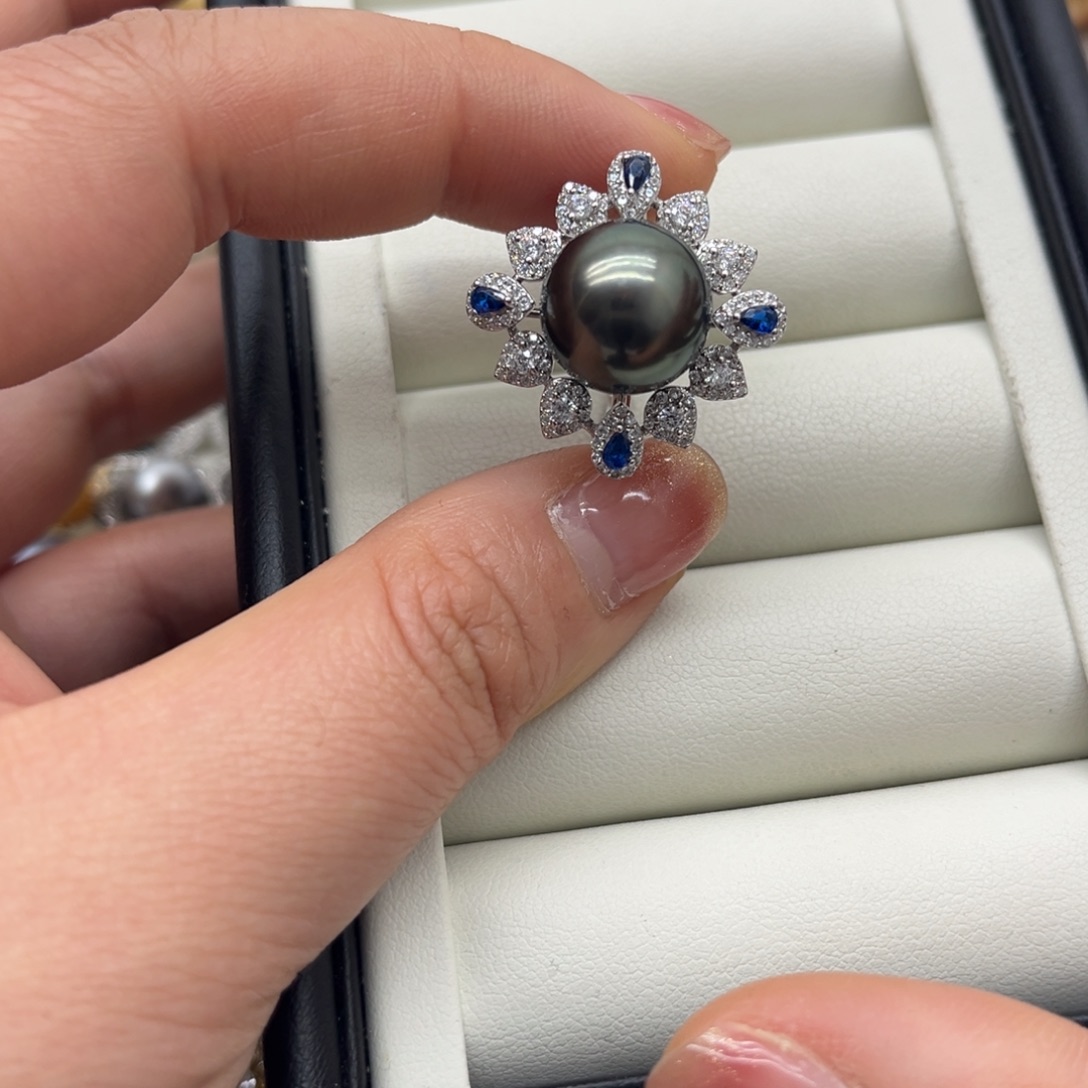 海水珍珠戒指银S925镶嵌