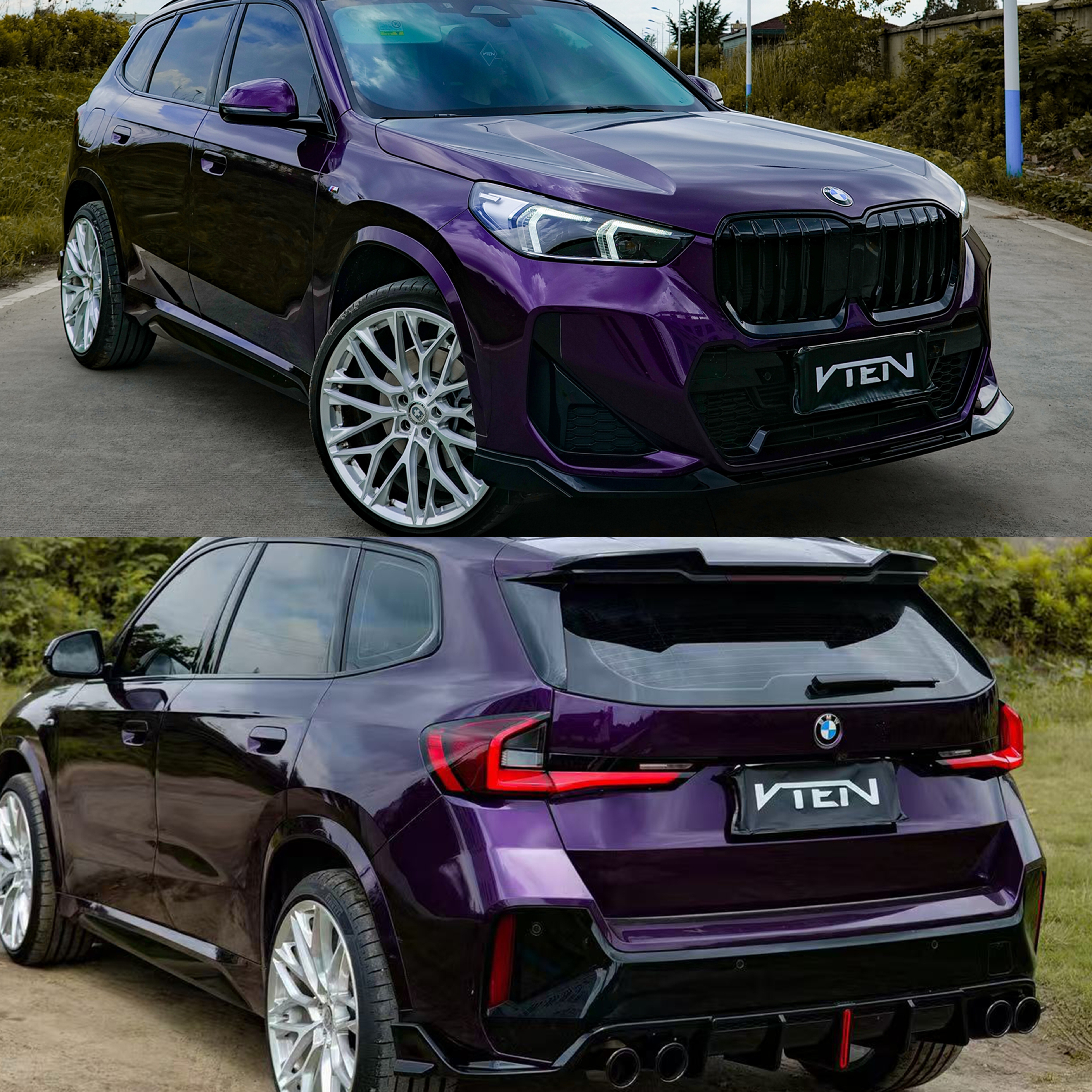VTEN适用于23-25款宝马X1/iX1包围前唇风刀后唇包角侧裙排气顶翼