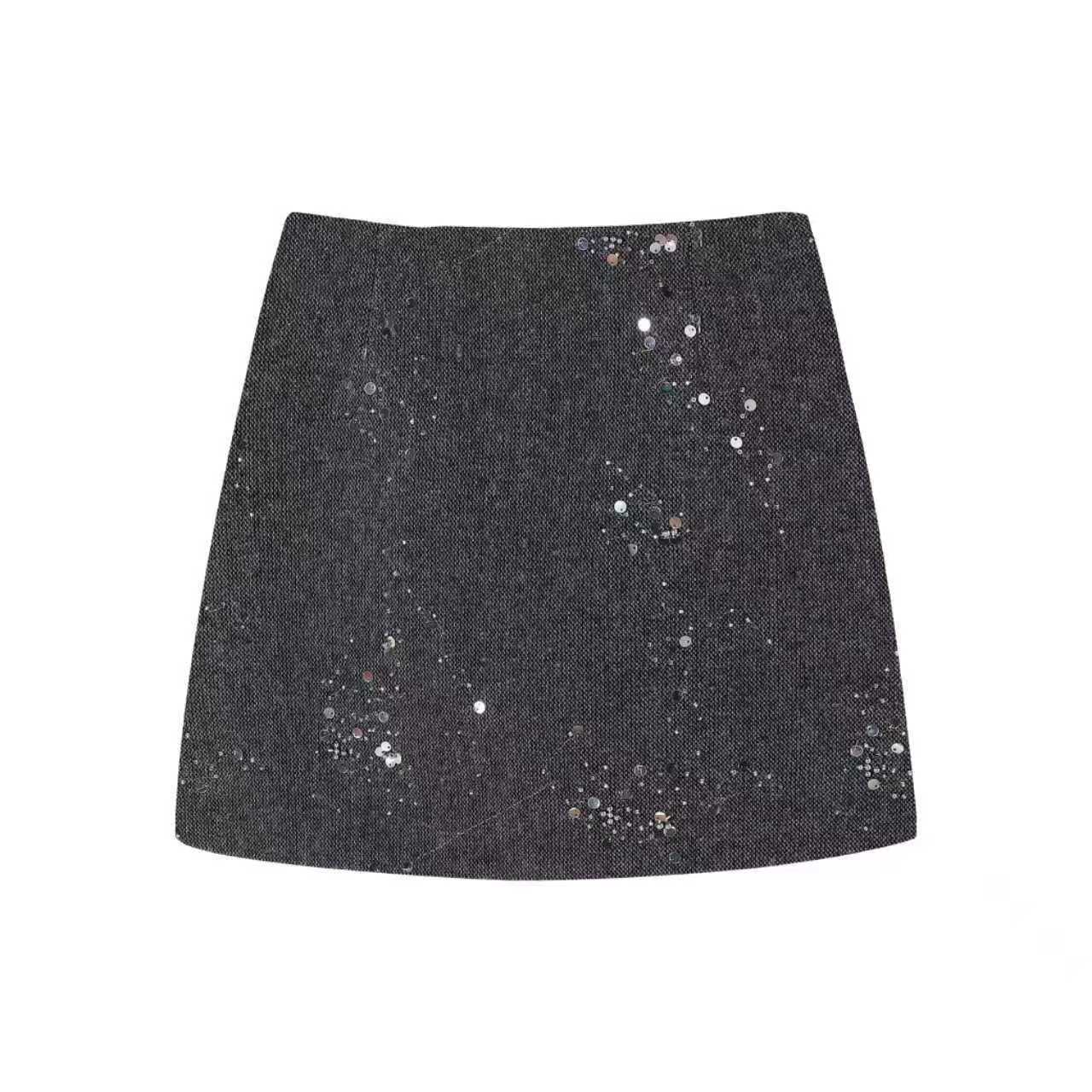 法式气质高腰显瘦短裙女2025秋新款设计感小众a字半身裙TU32384