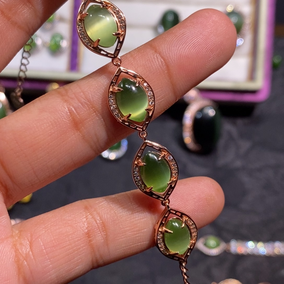 和田玉（碧玉）颈饰银S925镶嵌顺*