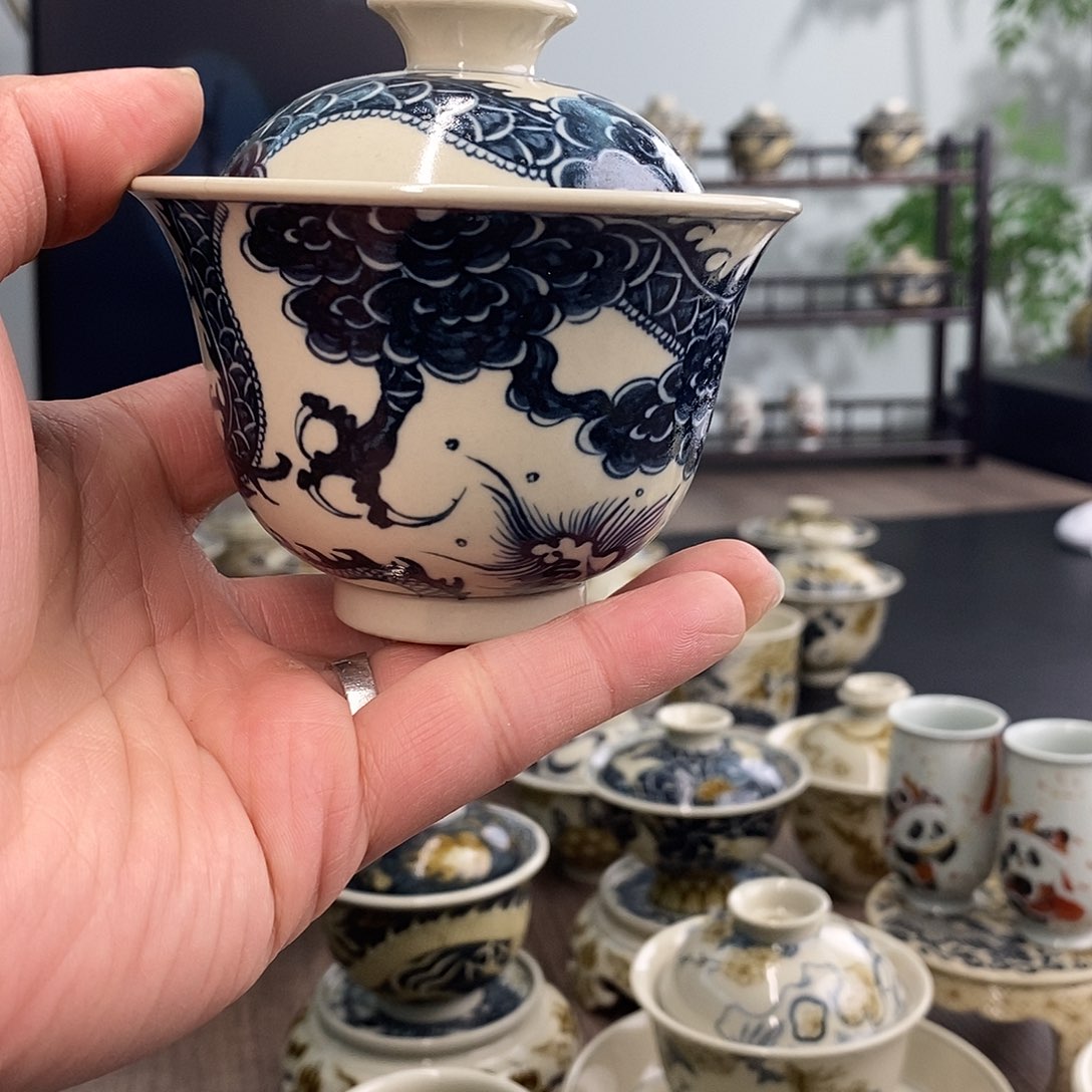 盖碗净*景德镇手工手绘茶具