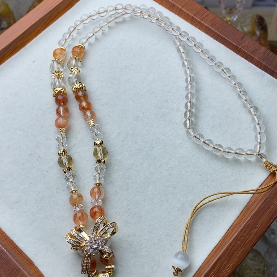 水晶颈饰未镶嵌胶花毛衣链