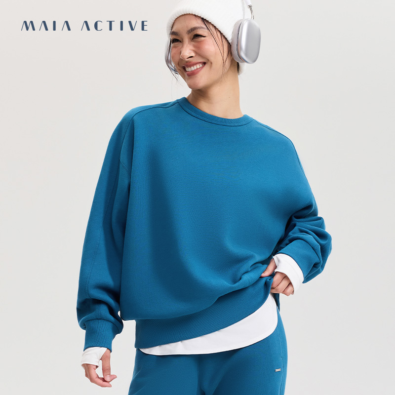 厚绵柔瑜伽外套宽松圆领运动卫衣 MAIA 232SW055