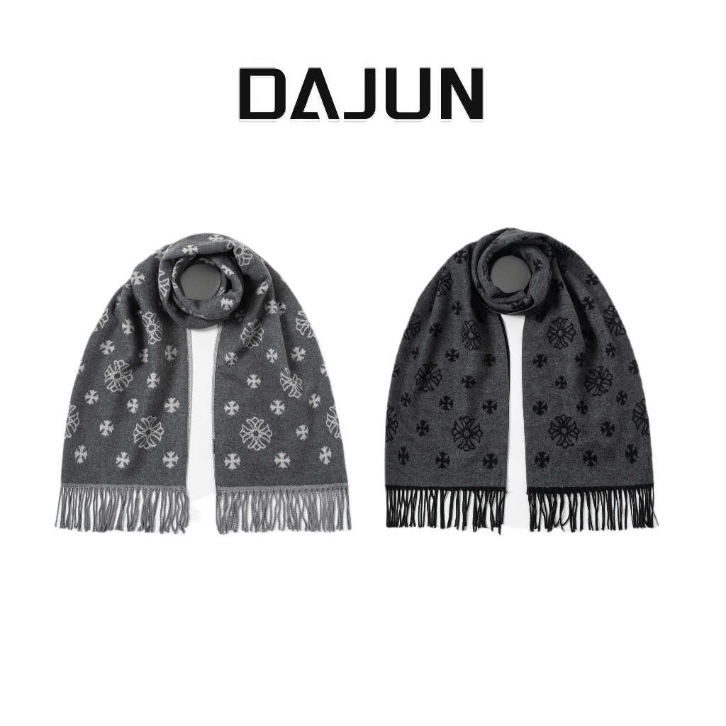 DAJUN大俊 百搭流苏烫银格纹防寒流苏围巾