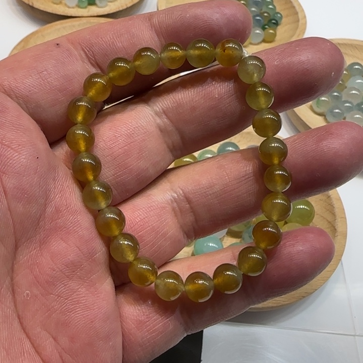 定制翡翠未镶嵌翡翠冰黄手串卡7.3