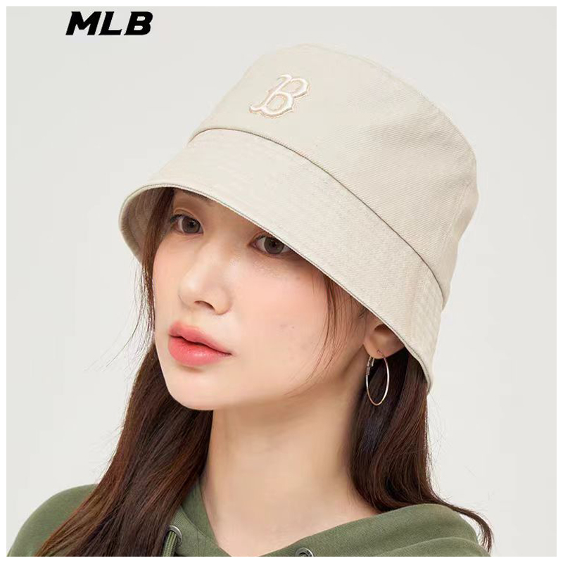 MLB正品男女情侣平顶仿牛仔渔夫帽刺绣logo遮阳帽春夏3AHT8804N