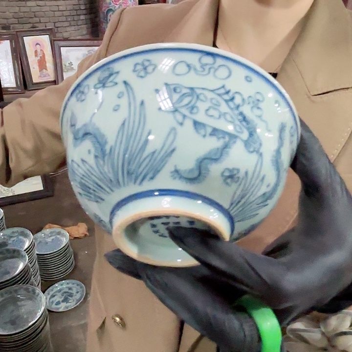 陶其他景德镇高温陶瓷鱼藻纹麻仓土碗