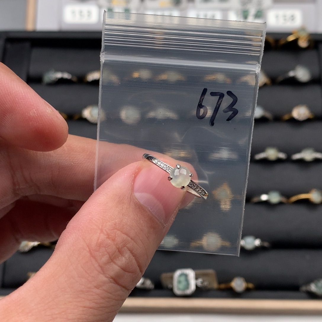 翡翠银S925镶嵌戒指673