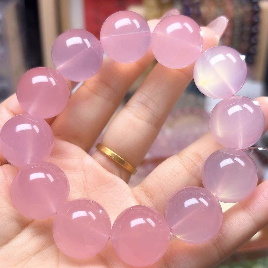 水晶手链未镶嵌六*老矿蜜桃20