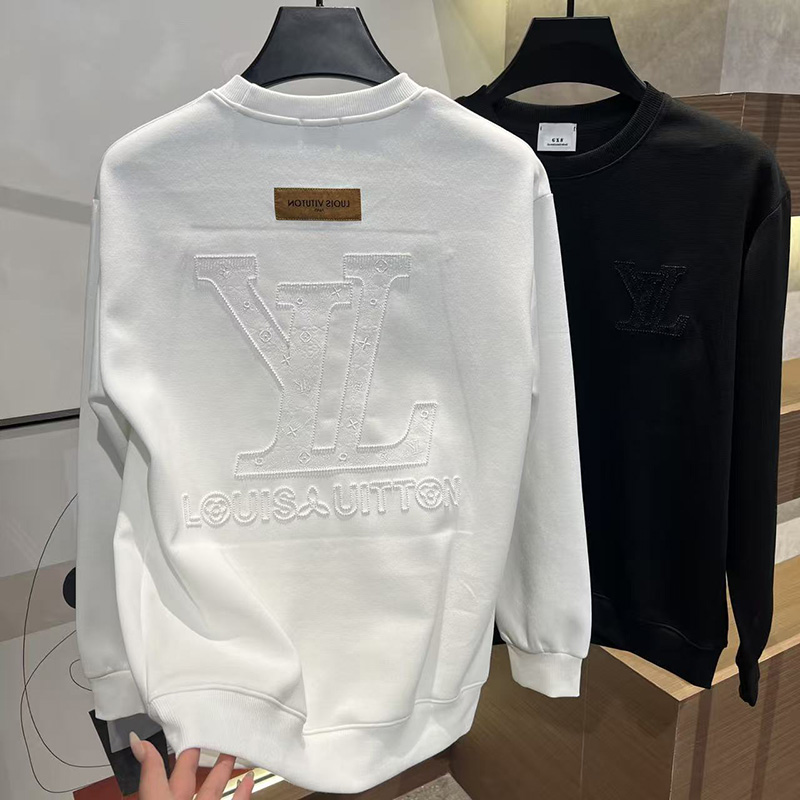 2025秋冬男士新款时尚百搭轻奢圆领卫衣休闲简约刺绣潮服男装