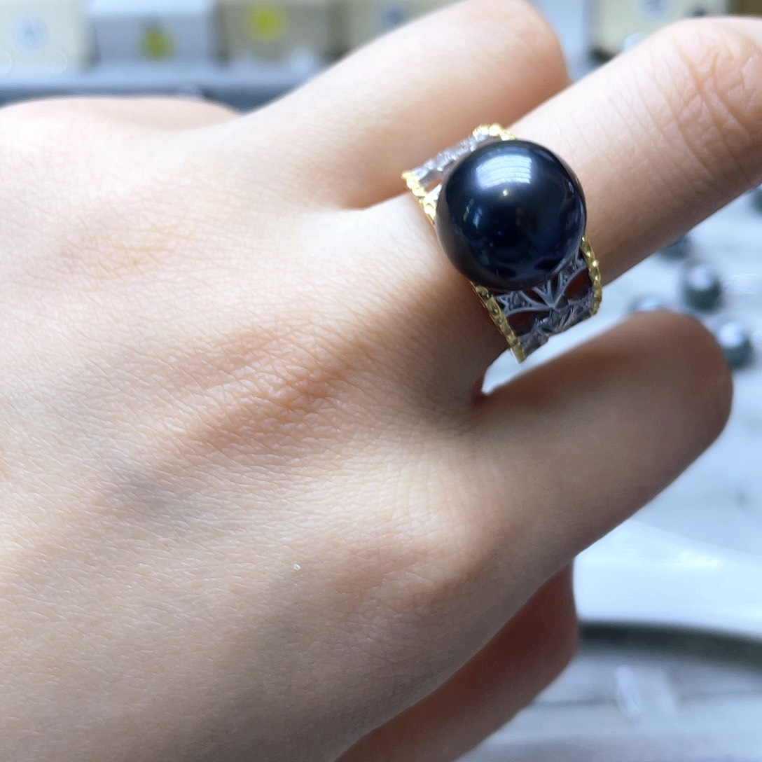 海水珍珠戒指银S925镶嵌