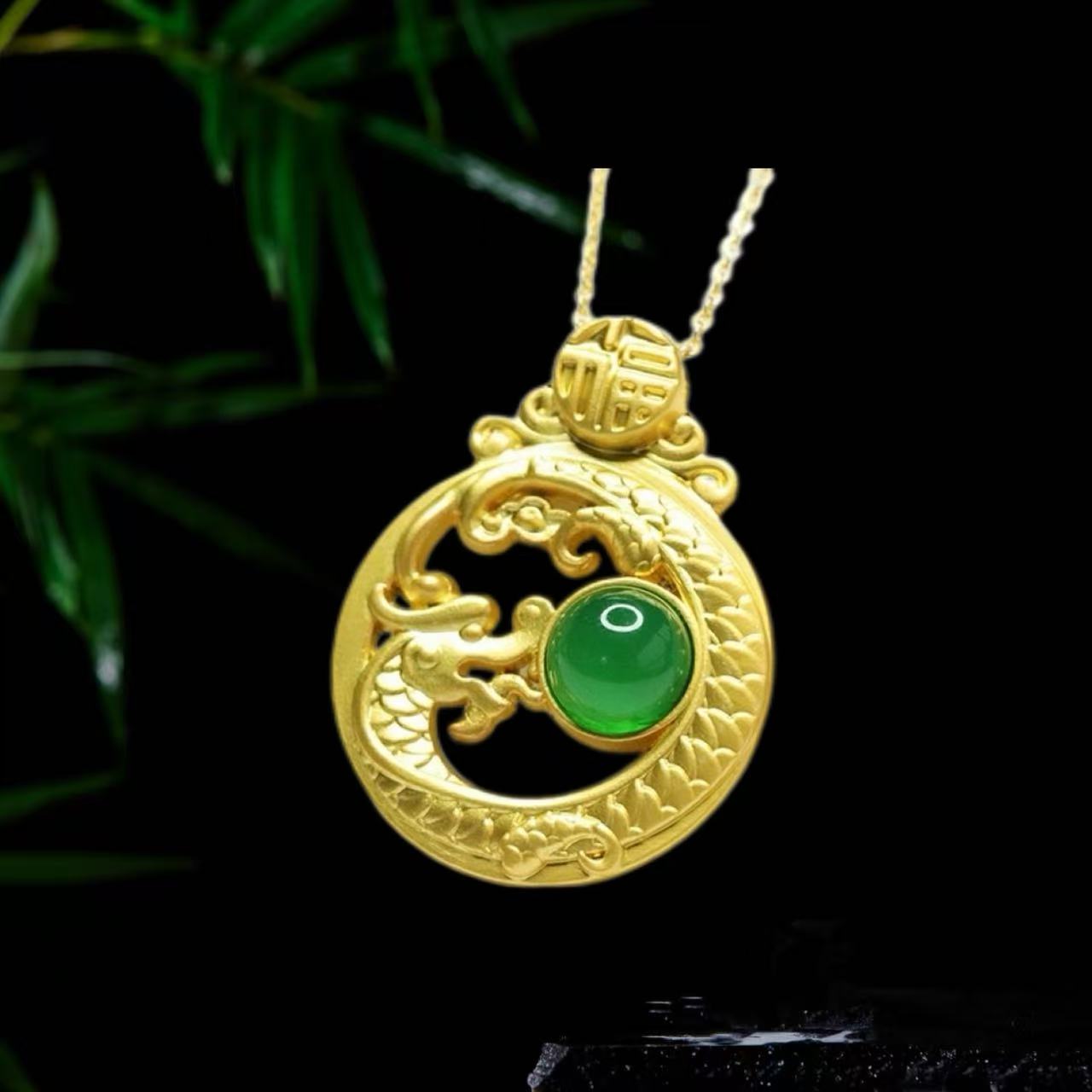 【张总专属】时尚精美高端轻奢玉髓小龙牌合金吊坠【CM2086】