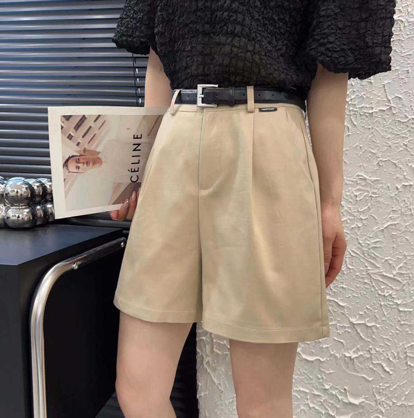 邹先森2578-28杭州品牌显廋直筒五分休闲短裤宽松阔腿显瘦