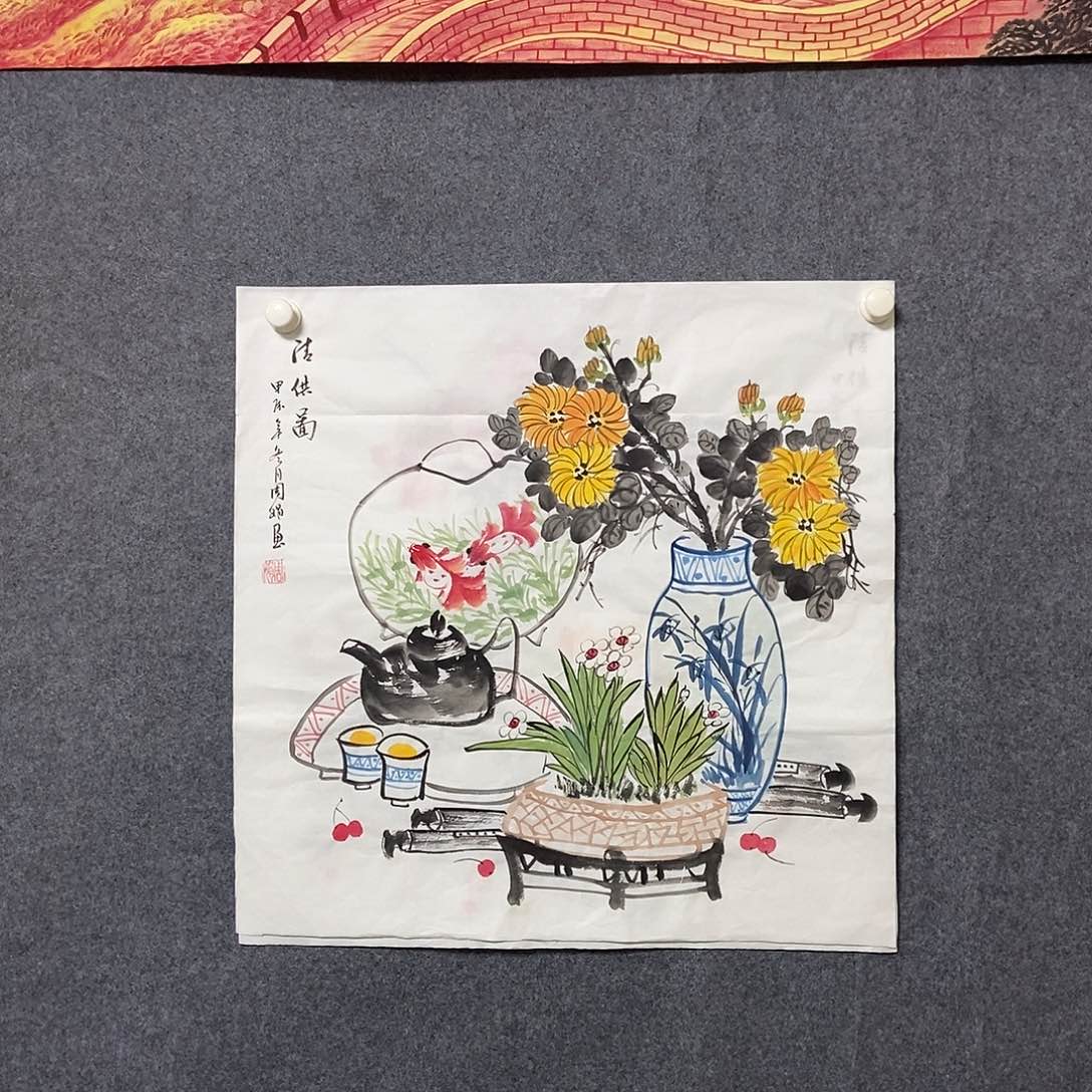 国画四尺斗方一副