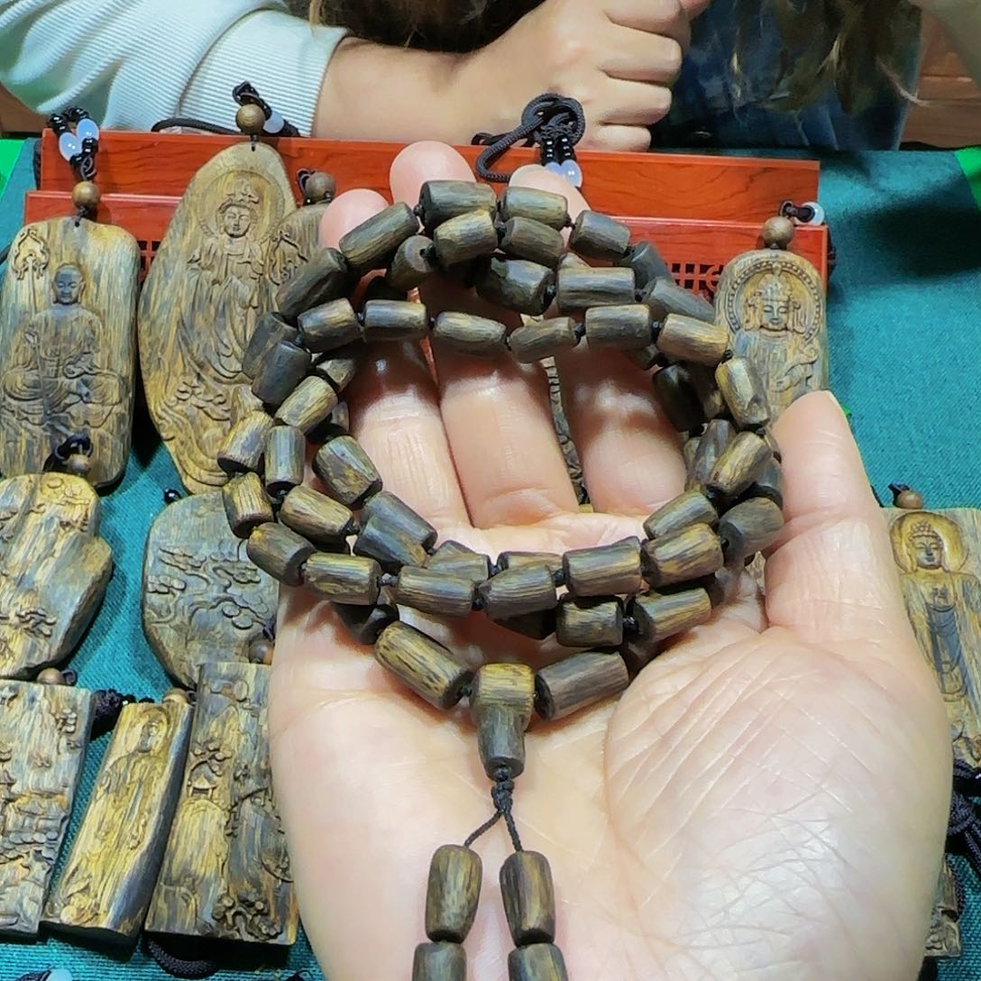 沉香手串海南白奇糖结桶珠26.7克多样性发一