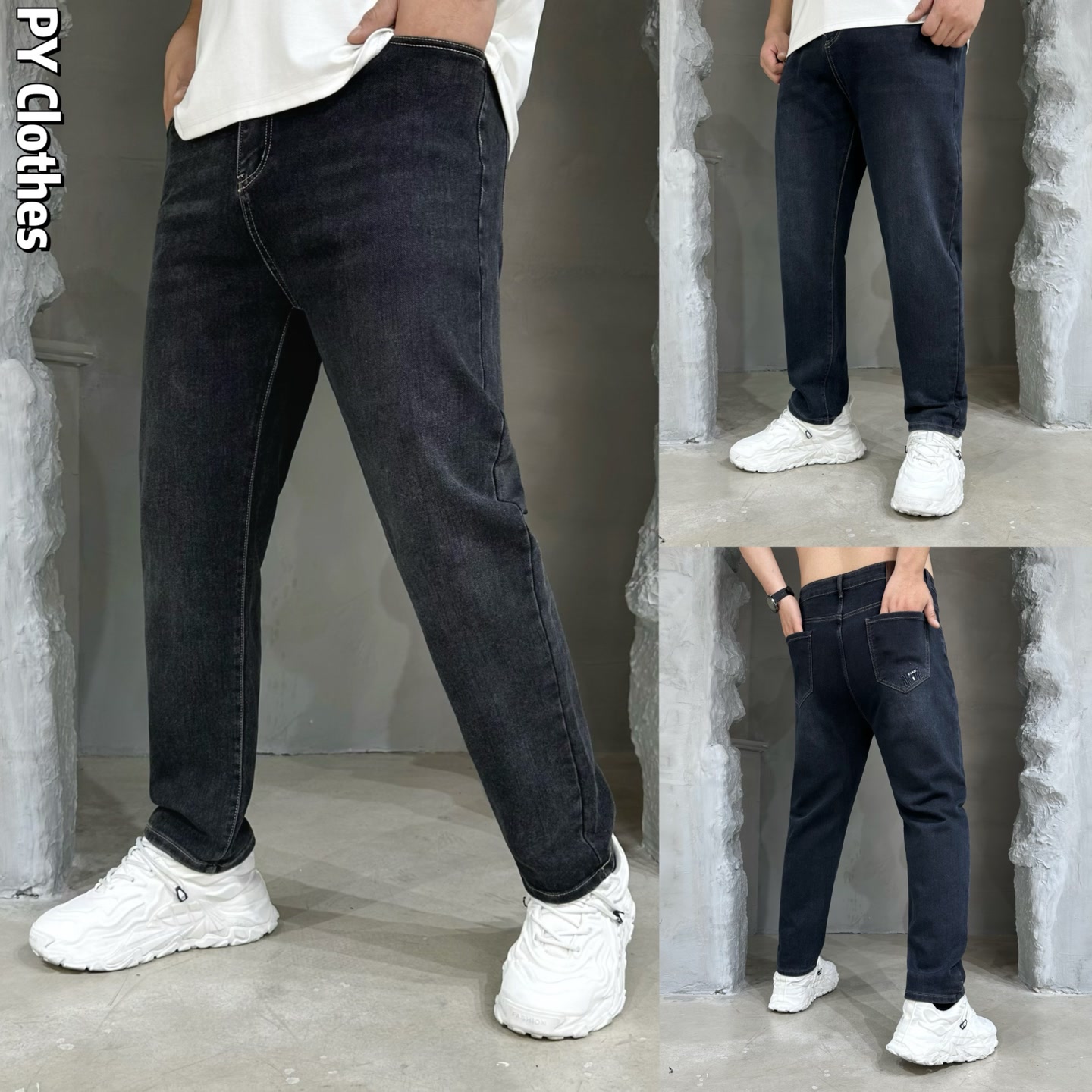 胖语大码男装 2025年秋季新款休闲重工水洗百搭直筒牛仔裤187#M  
