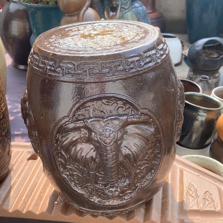 紫砂花盆高29口18手工