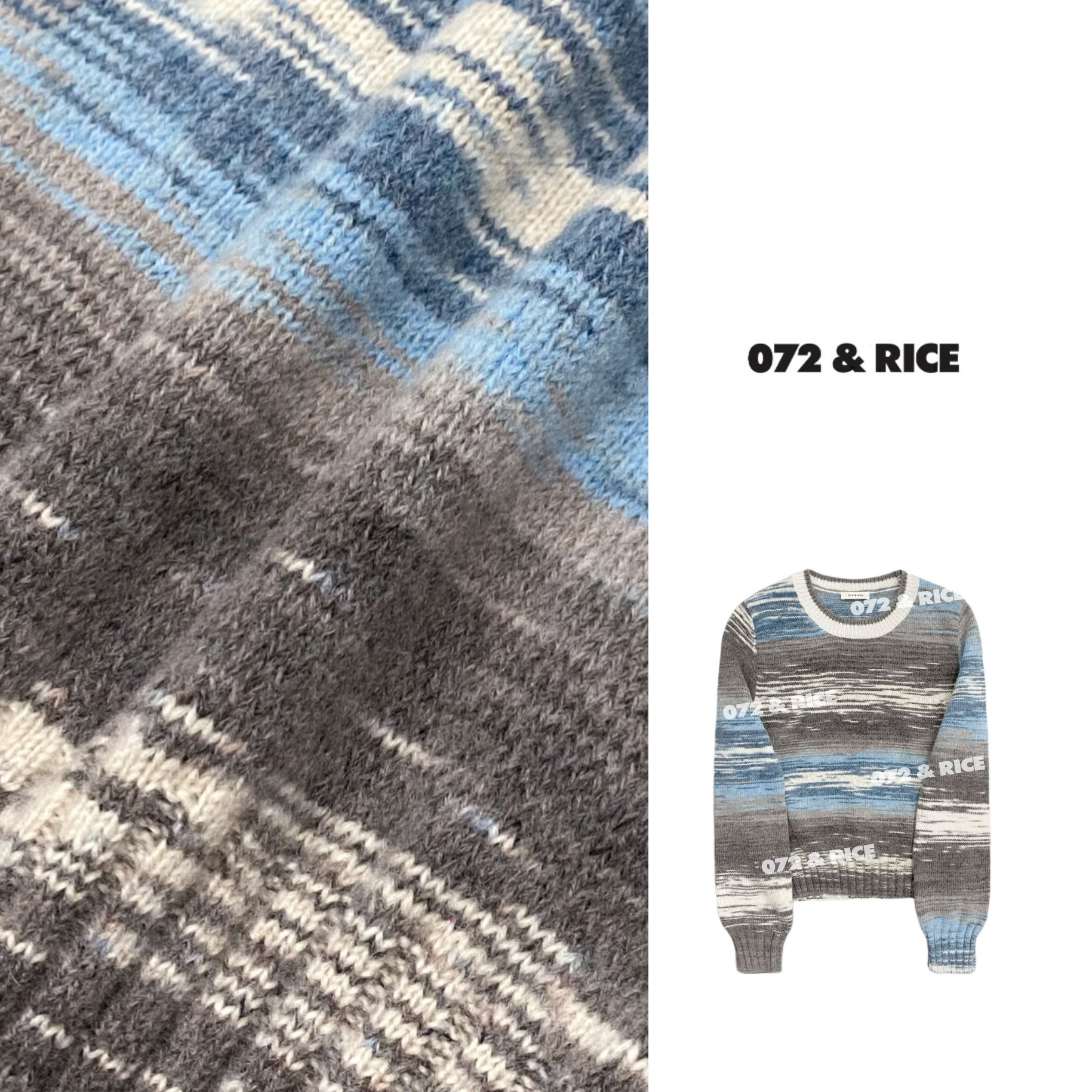 072 & RICE【碧海蓝天】秋季休闲圆领长袖针织衫 31MDA07 FF11