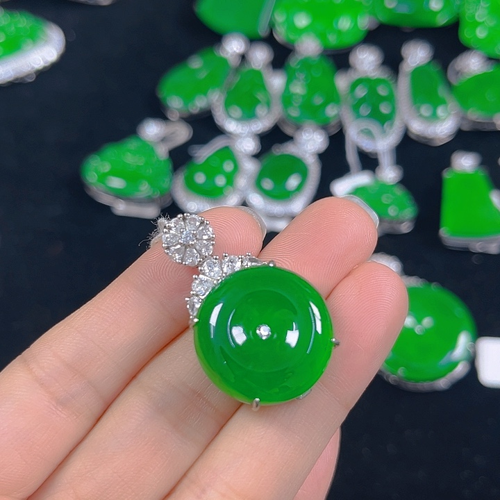 大***星翡翠银S925镶嵌吊坠(不含链)