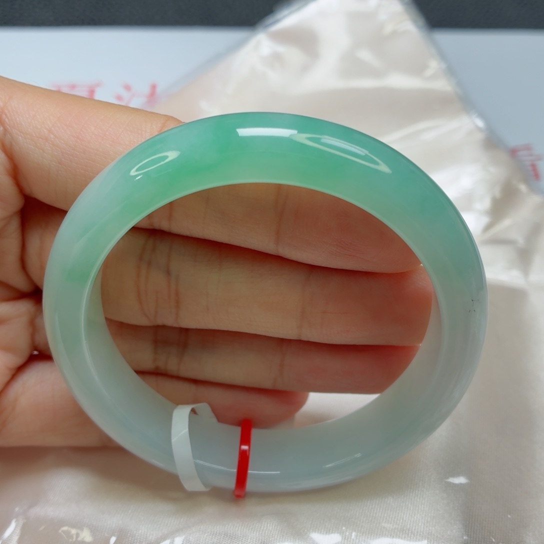 未镶嵌手镯翡翠老坑53圈阳春白雪飘阳绿014