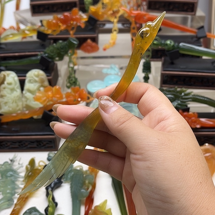 蛇纹石玉岫玉发簪未镶嵌