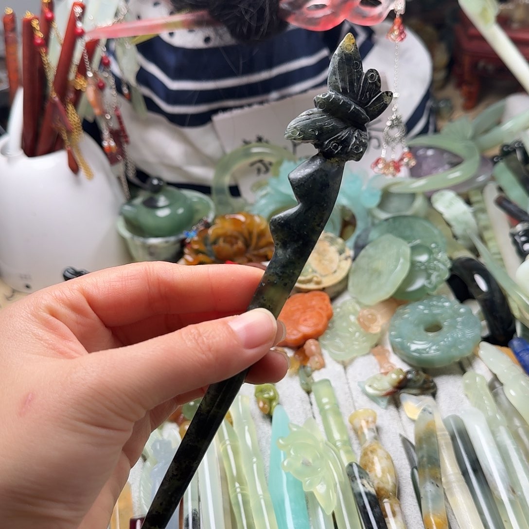 蛇纹石玉合金发饰