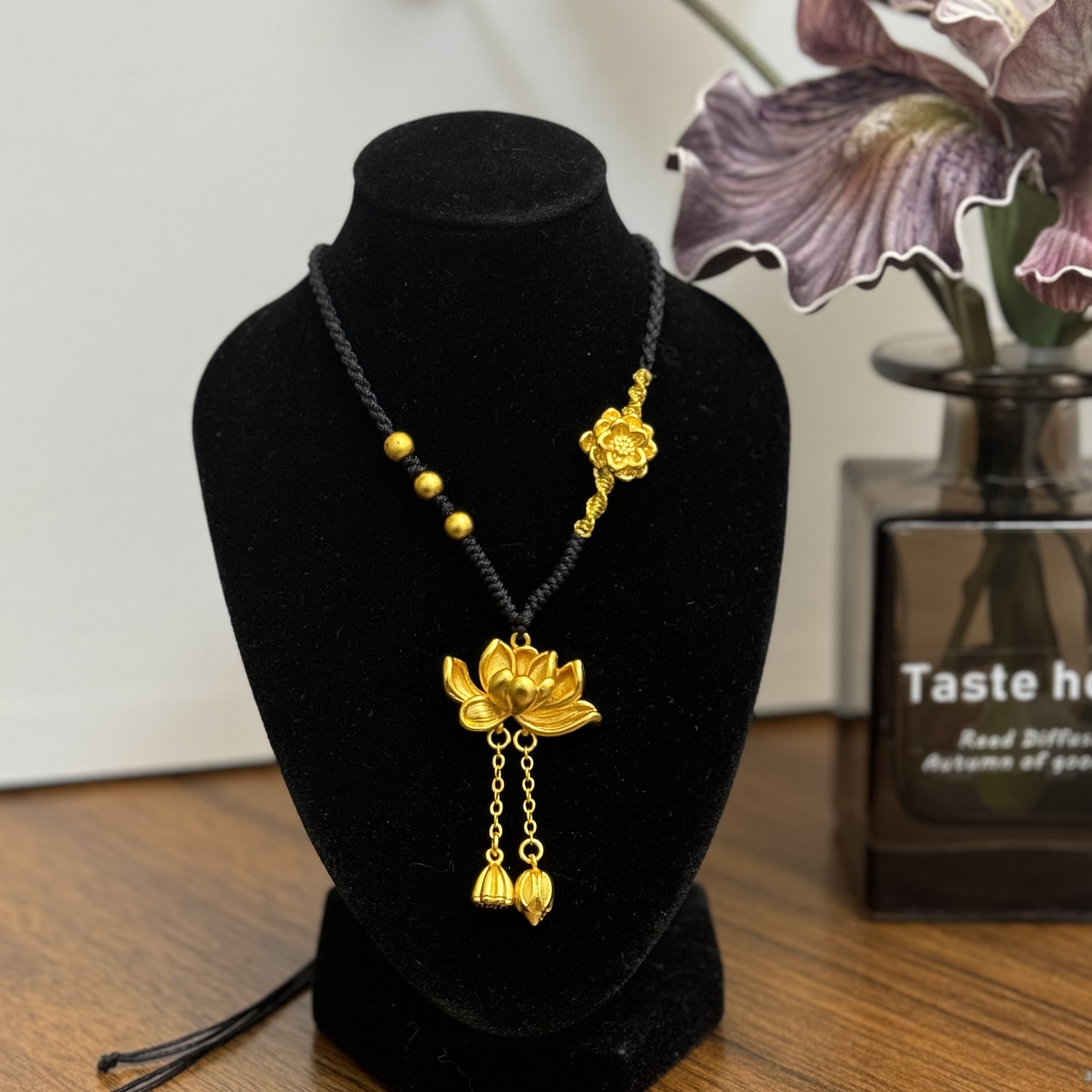 合金吊坠 莲花两世欢吊坠 新中式荷花古法女款时尚轻奢百搭毛衣链