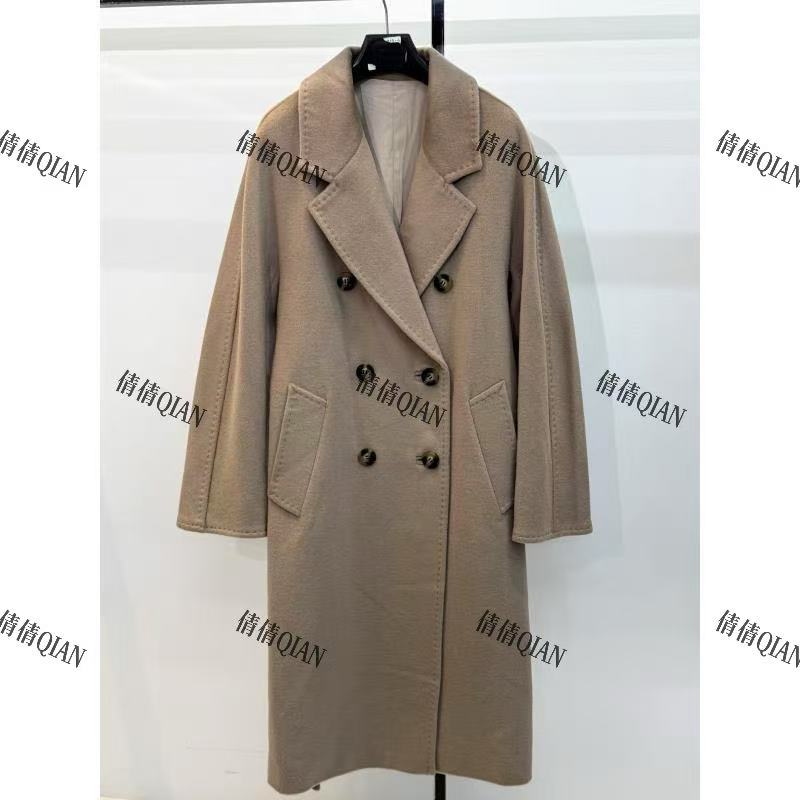 法式风经典款翻领毛呢外套双排扣中长款大衣（82608-470）