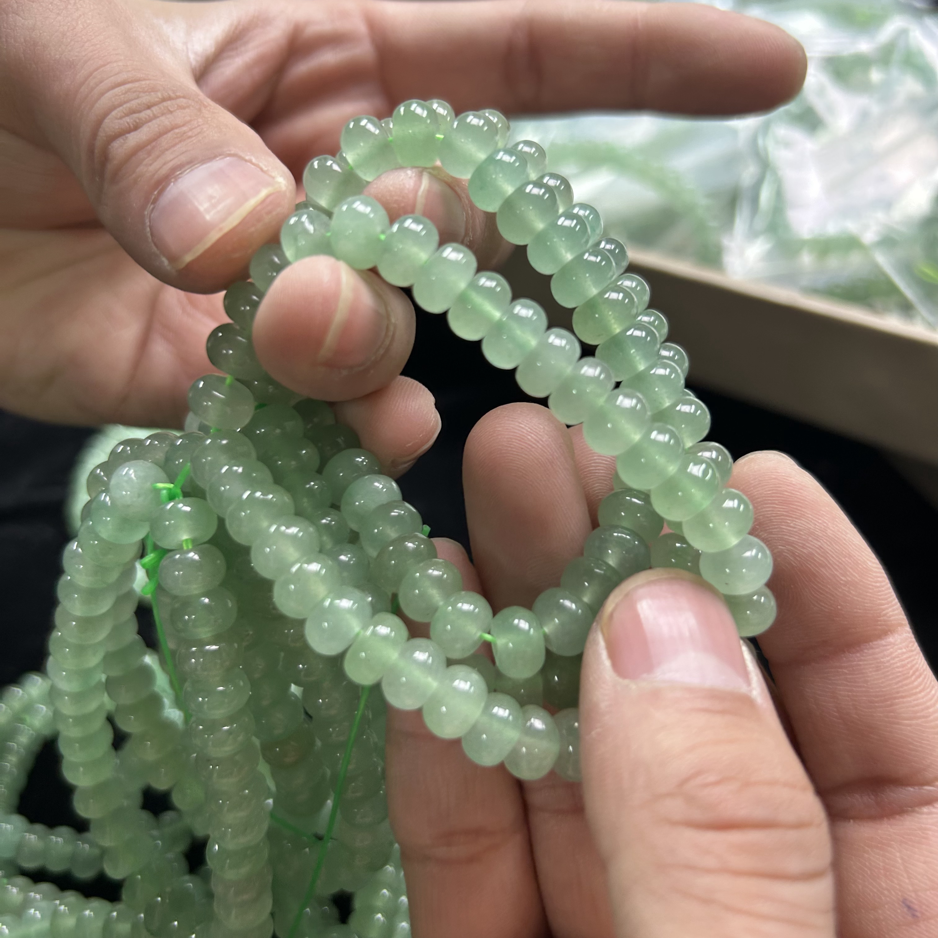 【潜珑】L-1785东陵玉高品质老矿算盘珠卡8mm手串