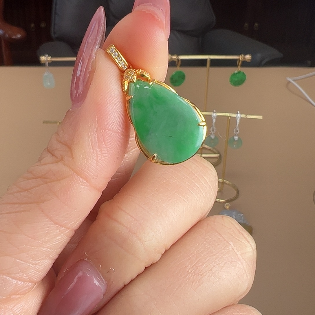 翡翠银S925镶嵌颈饰吊坠9