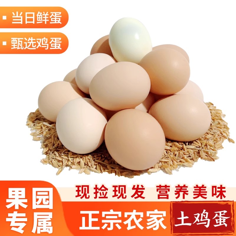 农家土鸡蛋粉壳 30 枚送 20 枚 共50枚现捡现发MK