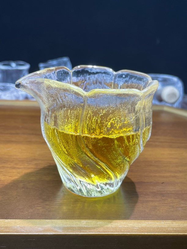 【达明】原矿水晶中式高档轻奢手工家用茶桌功夫茶具紫荆花公道杯