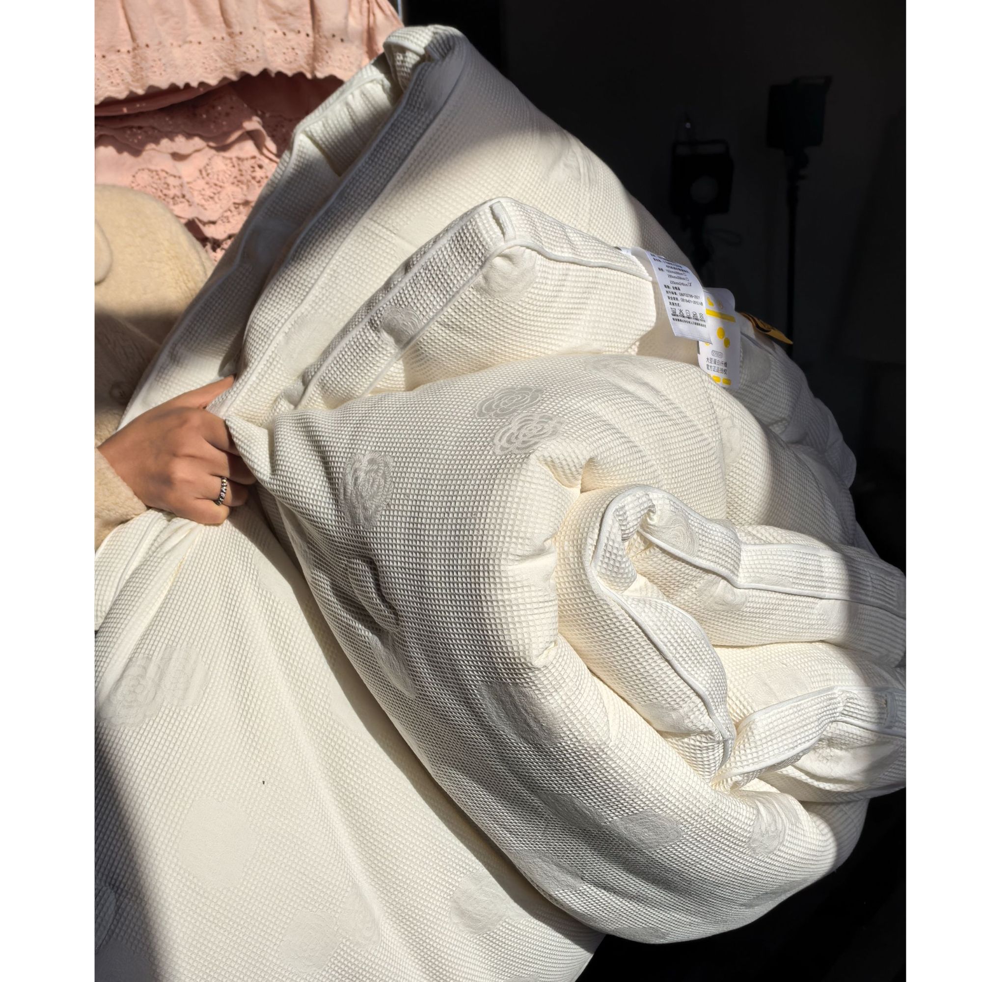 【超级红】白色 纯棉华夫格冬被