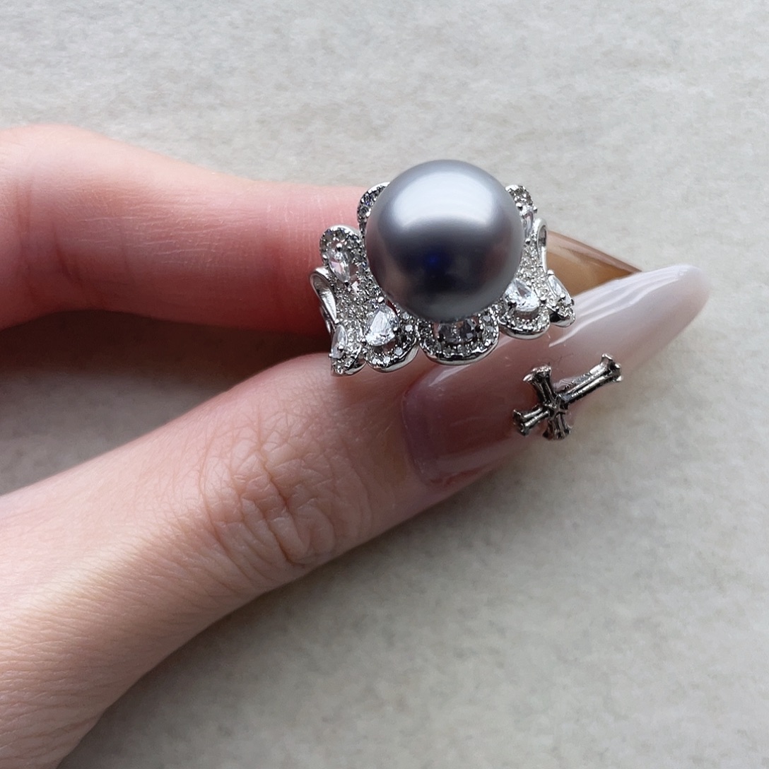 戒指18海水珍珠银S925镶嵌